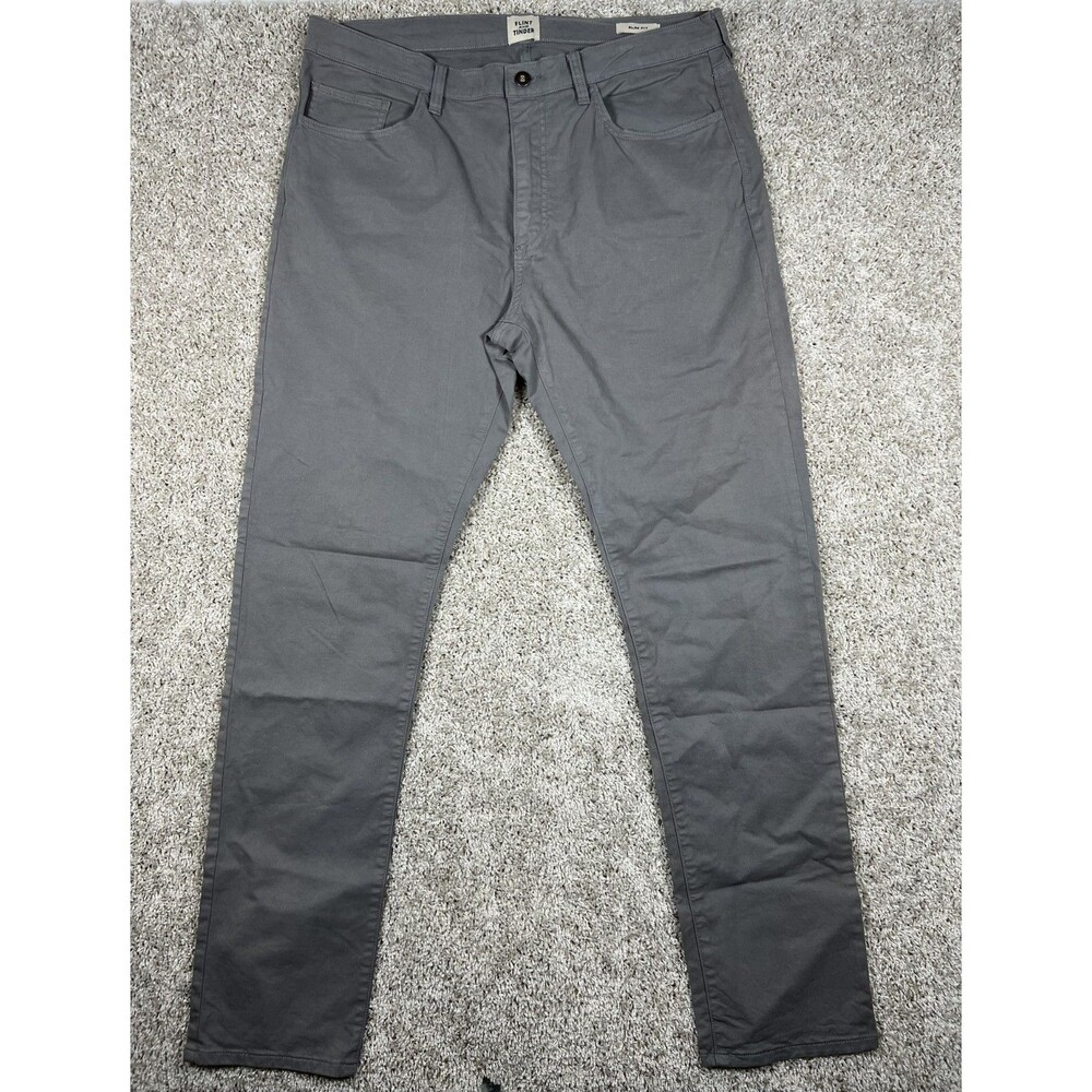 Flint and Tinder Mens Gray Casual Slim Pants Cotton Spandex 36x34